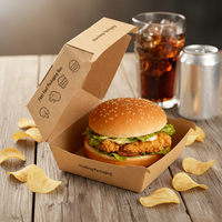Boîte à hamburger jetable personnalisée avec logo, boîte à emporter pour restaurant, emballage alimentaire
