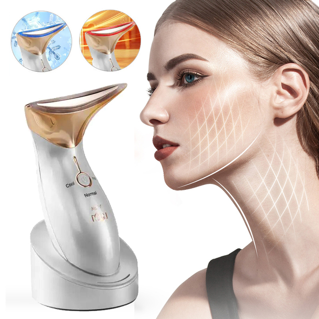 313 Ms.W Rechargeable 5-in-1 Anti-Wrinkle Skin Care Massager Heated/Cool/Vibration Technology for Face Neck Lifting Luxury Home