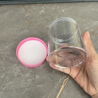 Conteneur cosmétique PET transparent Fengyu à large ouverture, imprimé sur mesure, 300 ml, avec bouchon à vis rose pour masques
