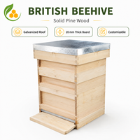 Premium Britisches Nationales Holz-Bienenstock-Komplettset: Künstlerfutterkasten & Überkasten-Kit mit verzinktem Deckel – Imkereibedarf