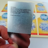 Autocollants double face imprimés et partiellement adhésifs pour étiquettes en PVC argenté, papier à colle demi/partielle/étiquette en vinyle argenté pvc