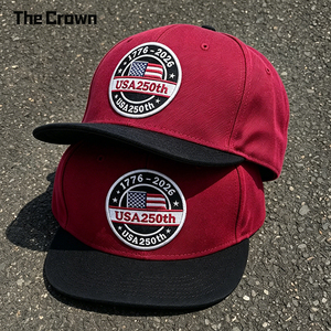 Custom Logo 6 Panel <b>Flat</b> Brim Cap Wholesale Bulk Woven Patch Two Tone <b>Hat</b> With Single Row Snapback Manufacturer - Product Image 1