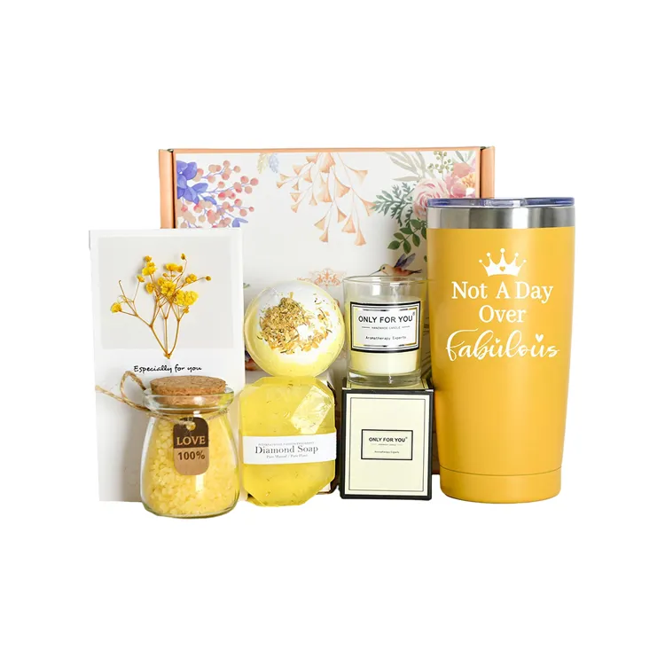 Coffret cadeau de mariage Offre Spéciale couleur jaune gobelet de savon femmes Souvenir Spa bain coffret cadeau pour invité