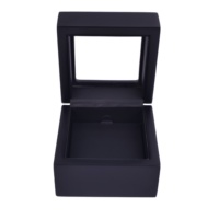 Matte Schwarze Holz-Schmuckbox mit Klarsichtfenster, Samtfutter, Individuellem Logo und Scharnierdeckel für Schmuckpräsentation und Luxus-Geschenkverpackung