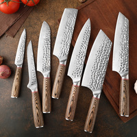 Ensemble de couteaux de chef de cuisine de haute qualité, couteau à fruits Sande forgé à la main et manche en bois coloré pour couper la viande