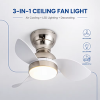 Lampu Kipas Angin Plafon LED Modern 25 Inch, Dapat Diredupkan, 3 Baling-Baling, Motor DC, Remote Control, Material Besi PS, untuk Ruang Tamu
