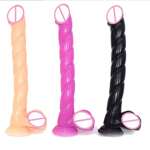 LUUK 12 pollici conch forma di pene di plastica sottile lunga spirale dildo per il maschio dildo anale - Product Image 3