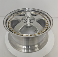 Gebürstete Silber-Gold-Schrauben Fünfspeichen-Schmiedefelgen aus 6061 T6 Aluminiumlegierung 12000T Gepresst TÜV JWL VIA Std S4-00041 18-24 Maßanfertigung