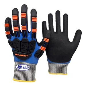 NMSAFETY Oil Proof Waterproof Mining Glove Industrial Safety Gloves Nitrile ANSI A5 Cut Resistant Impact Gloves Oilfield Working