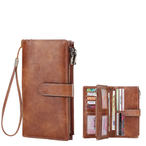 Cartera de Mujer Multifuncional de Tres Pliegues con Bloqueo RFID, Cierre de Broche, Piel Sintética, Estilo Retro y Elegante - Product Image 2