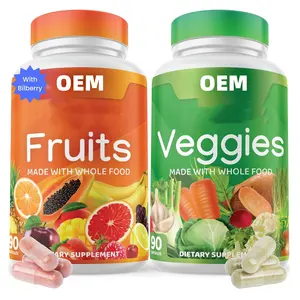 OEM, частная марка, экстракт черники, капсулы более 40 различных фруктов и овощей, мощные антиоксиданты, поддерживает сбалансированное питание