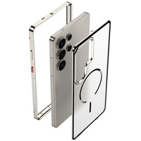 Étui de téléphone en métal avec cadre en aluminium et attaches rapides de qualité supérieure pour Samsung S26 S25 S24 S23 Ultra, recharge magnétique, coque en acrylique givrée