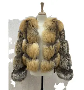 Nouveau produit de qualité pour lujo de invierno chaqueta de piel de zorro de cuello V de mujer