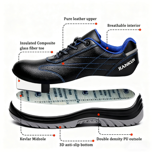 Jiankun รองเท้าเซฟตี้หุ้มด้วยใยแก้วกันน้ำของผู้ชายรองเท้าเซฟตี้หุ้ม10KV โลหะ - Product Image 2