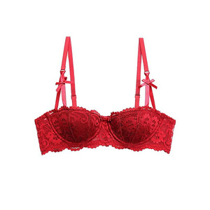 Soutiens-gorge rembourrés de luxe pour femmes, vente en gros, soutien-gorge 1/2 bonnet en dentelle jacquard motif vigne - Product Image 5