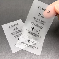 Étiquettes de soin pour vêtements en TPU transparentes, personnalisées avec nom et logo, impression imperméable, pour maillots de bain et bikinis