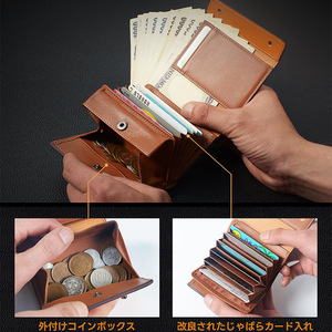Japanese Style Accordion Coin Purse Black Genuine Leather <b>RFID</b> <b>Blocking</b> Unisex <b>Wallet</b> Short Size Everyday Use - Product Image 4