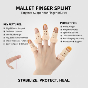Protezione per Dita Sportiva Professionale di Alta Qualità, Stabilizzatore in Plastica per Fratture, Stecca Medica per Dita con Chiusura a Strappo - Product Image 2