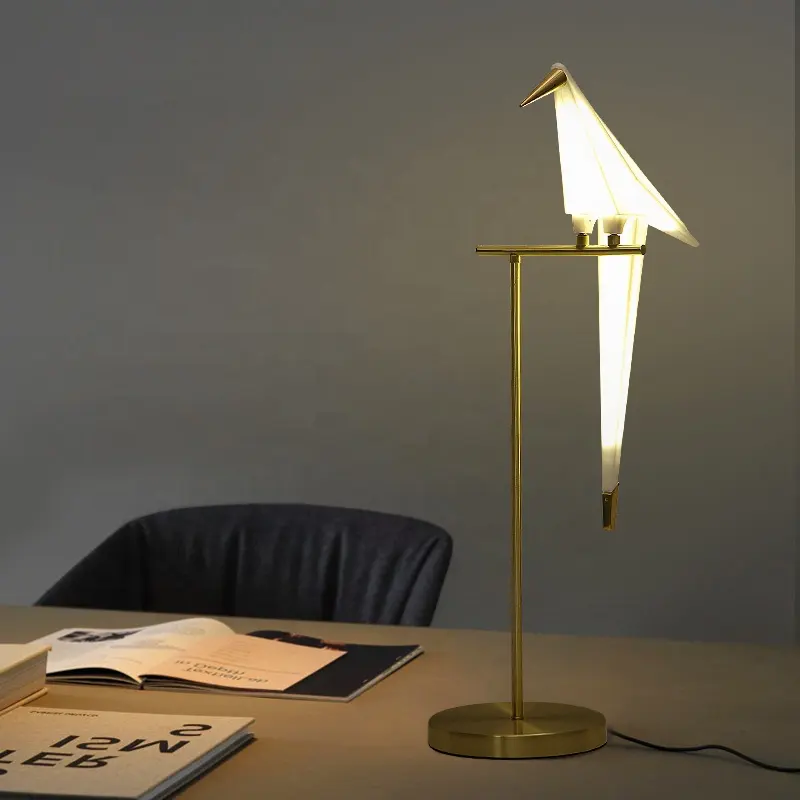 Nordic Modern Art Unique Paper Crane Bird Decorative Desk Light Bedroom Table lamp