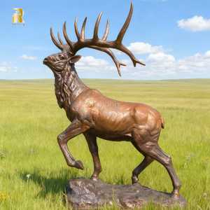 Escultura de Ciervo <span class=keywords><strong>Reno</strong></span> de Bronce para Decoración de Exteriores, Estatua de Animal de Latón para Jardín, Parque o Zoológico - Product Image 4
