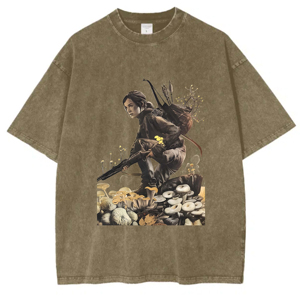 Película el último videojuego Camisetas Verano 100% Algodón Hombro caído Cuello redondo Peso pesado Lavado ácido - Product Image 1