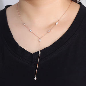 18 קארט רוז זהב אופנה שרשראות מרקיזה vs מעבדה vvvvvs שרשרת יהלומים שרשרת תליון משובצת יהלומים שרשרת קסם - Product Image 2