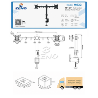 Support d'écran de bureau de type C-clamp (110 mm) inclinable et réglable en hauteur, support d'écran fourni par l'usine ZENO M622