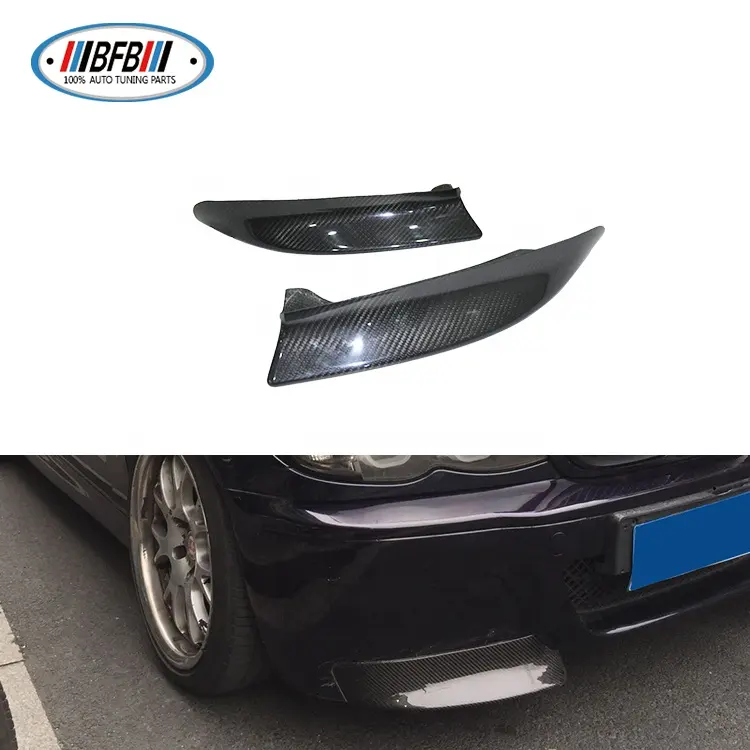 Đầy Đủ Sợi Carbon Phía Trước Bumper Splitter Flaps Csl Phong Cách Cho E46 M3 1998-2004 Khô Carbon