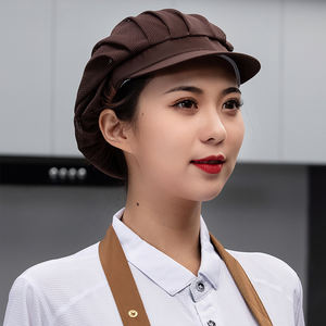 Vente en Gros Stock 100% Polyester à Carreaux Réglable Unisexe Chef Chapeaux Noir Blanc Rouge Bleu Marron Respirant Four Seasons Food - Product Image 6