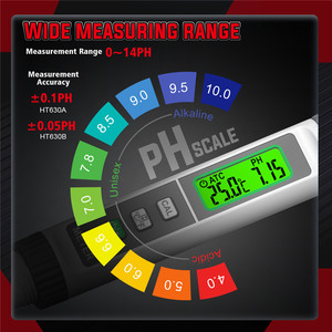 Ht630a/b कस्टम ओम पेन प्रकार मिनी जेब जलीय भोजन तापमान डिजिटल <span class=keywords><strong>ph</strong></span> मीटर एब्स सामग्री 0.1ph सटीकता Lr44 - Product Image 2