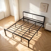 Lit moderne simple avec sac de rangement, personnalisable, cadre en métal noir épaissi et renforcé