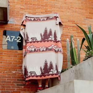 Accepter le motif de couvre-lit en tricot 100% coton personnalisé Couverture tricotée ours forestier pour canapé SEX - Product Image 5