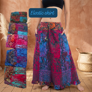 Wholesale Indian Women's Breathable <b>Winter</b> Vintage Wool/Acrylic Bohemian Hippie Style Floor-Length Wrap <b>Skirt</b> Printed Elastic - Product Image 3