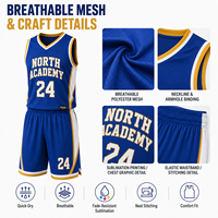Conjunto de Uniforme de Baloncesto Reversible Personalizado de Doble Cara para Clubes Juveniles, Escuelas, Campamentos y Academias de Baloncesto del Reino Unido