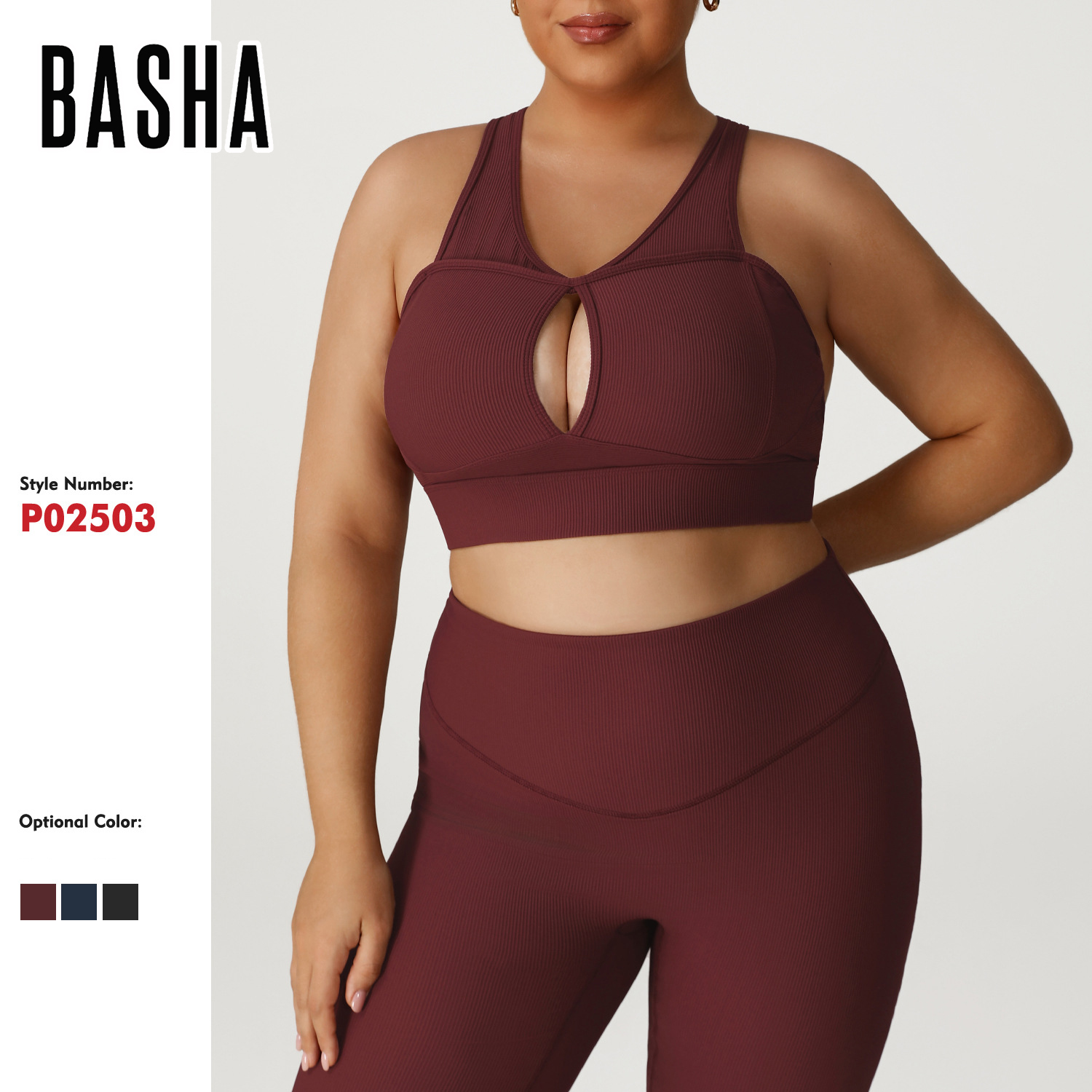 BASHAsports Threaded Plus Size Sports Bra High Strength Yoga Bra Gathered Sexy Beautiful Back Running Fitness Bra For Women