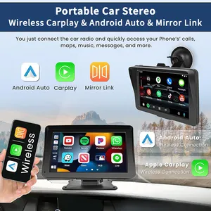SUNWAYI OEM portátil inalámbrico coche estéreo 7 pulgadas HD Carplay pantalla táctil reproductor MP5 con Apple CarPlay y Android Auto