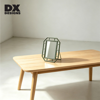 Miroir de maquillage octogonal DX Designs, cadre en métal vert, miroir sur pied pour table, géométrique ajouré, pour chambre à coucher, coiffeuse, décoration intérieure