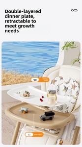 Silla Alta para Bebé 3 en 1 Plegable y Portátil, Silla Mecedora con Altura Ajustable y Ruedas, Bandeja Extraíble para Alimentar Bebés y Niños - Product Image 6