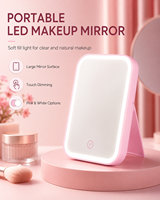 Miroir de maquillage LED à intensité variable, portable, à activation tactile, pliable, miroir de vanité de bureau, miroir cosmétique pour les voyages et la maison
