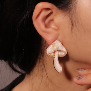 New Style Pastoral Style Fashion Alloy <b>Oil</b> Drip <b>Mushroom</b> Pendant Cute Fresh Earrings - Product Image 1