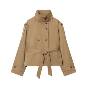 Femmes 2025 nouvelle mode décontracté joker tempérament ceinture décoration <span class=keywords><strong>court</strong></span> <span class=keywords><strong>trench</strong></span>-coat rétro femmes chic à manches longues <span class=keywords><strong>trench</strong></span>-coat. - Product Image 1