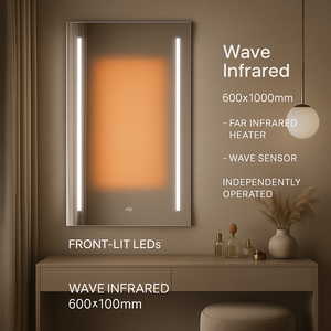230V Frameless Infrared Mirror Heating Panel 500Watt Carbon Crystal <b>Sensor</b> LED Fast <b>Bathroom</b> Heating Overheat Glass Ceiling - Product Image 2
