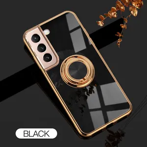 Casing Ponsel Lapisan Emas Tpu, dengan Penyangga Cincin Magnetik X Pelindung Lensa untuk Samsung A13