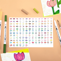 Stylos de couleur Ohuhu 160 couleurs, pinceau et fineliner, à base d'eau, porte-stylo noir