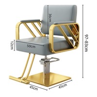 Fauteuil de Barbier Haut de Gamme en Acier Inoxydable Style Américain, Réglable en Hauteur et Rotatif, avec Accoudoirs pour la Coupe, la Permanente et la Coloration des Cheveux