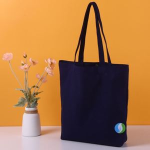 Customized Oversize Cotton <b>Canvas</b> Tote Bag Rope Ribbon Handle Reusable Zipper Closure Weekday Shopping Active Sporty Style Logo - Product Image 2