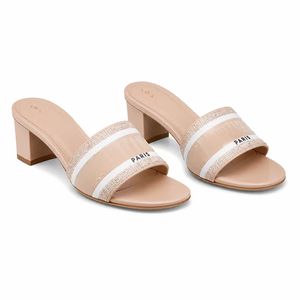 Sandalias de tacón ancho con ribete tejido para mujer, estilo mule, de punta abierta, elegantes e informales, tallas anchas, al por mayor - Product Image 3