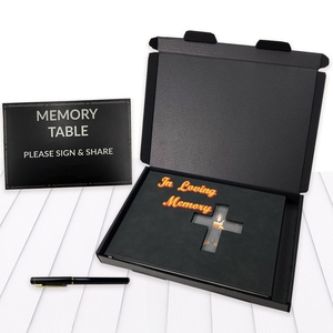 Guest <span class=keywords><strong>Book</strong></span> funerario con penna e scatola azienda di stampa certificata personalizza le pagine celebrazione della vita - Product Image 1