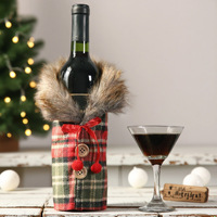 Envío Rápido: Funda de Piel Sintética a Cuadros para Botella de Vino Navideña, Decoración Festiva y Envoltura de Regalos DIY