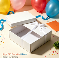 Boîte cadeau personnalisée avec logo, carton pliable blanc avec ruban imprimé et nœud pour mariage, cosmétiques, vêtements